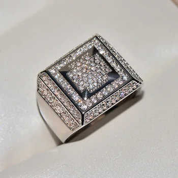 Sidabro 925 Papuošalai, Žiedas, skirtas Moterų ir Vyrų Anillos Diamond Engagement Vestuvių Žiedas Juosta Moterų Aikštėje Deimantų Papuošalai, Aukso Žiedas