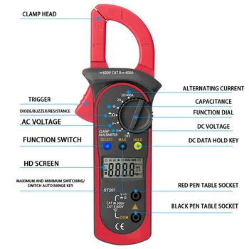 Skaitmeninės-Multimetras kondensator testeris, Skaitmeninis Įtampos Apkabos Metrų Automobilių spannung testeris Apkabos, amperemeter ST201