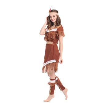 Suaugusiųjų Moterų Indijos Princesė Pocahontas Huntress Kostiumai Helovyno Karnavalas, Užgavėnės Šalis Išgalvotas Suknelė
