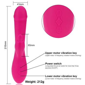 Super Minkštas G taško Klitorio Vibratorius Triušis Dildo Sekso Žaislai Moterims, su 10-shock 