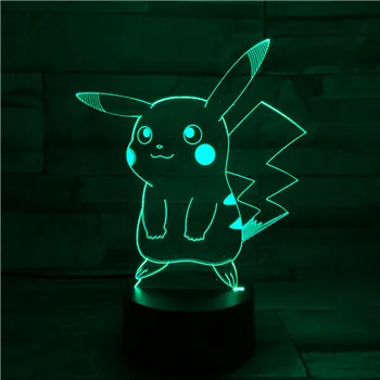 Takara Tomy Pokemon Pikachu 7 spalvų pokemon žaislai 3D LED Nakties Šviesos Veiksmų Skaičius, Žaislų Kalėdų Dovanos