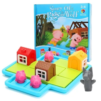 Trys maži Piggies Mažai Raudona Jojimo Hood Istorija, Galvosūkiai, Žaislai, Vaikų Smart Hide&Seek stalo Žaidimai, IQ Iššūkis stalo Žaidimas, Žaislai