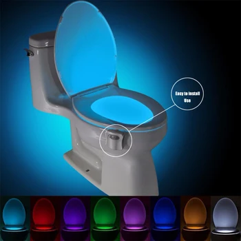 Tualeto Sėdynė Naktį Šviesa 8 Spalvų Vandeniui Apšvietimas unitazo LED WC Tualeto Šviesos