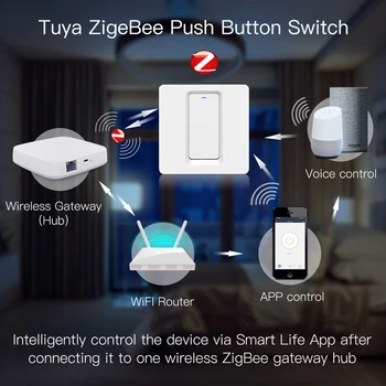 Tuya Zigbee Smart Switch paspausk Mygtuką prie Sienos Šviesos Jungiklio Nėra Neutralus Laidas ir N+L Reikalaujama ,Alexa, Google Namų Suderinama