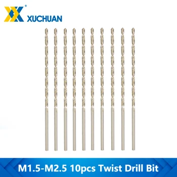 Twist Drill Bit Nustatyti, CNC Gręžimo M1.5 M2 M2.5 HSS 70mm Ilgio Twist Drill 10vnt Metalo Įrankis Volframo Karbido Ginklą Grąžtai Bitai