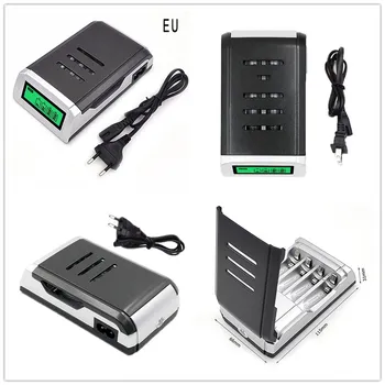 Universalus 4 Slots Pažangi Baterijų Įkroviklis AA /AAA NiCd NiMh Įkraunamos Baterijos ES/JAV/UK Kištukas Su skaitmeninių LCD