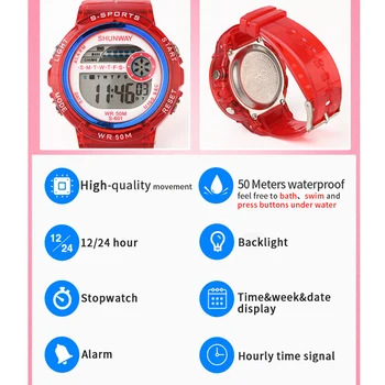 Vaikai Elektroninių Žiūrėti Skaitmeninę Mados Plaukimo Sporto Laikrodžiai Silikono Guma Berniukų, Mergaičių LED Watchband Vaikai Laikrodis Dovana 601