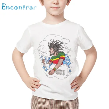 Vaikai Jamaika Dainininkas Bobas Marley Reggae Rastafari Print T shirt Vaikų Vasaros Baltos Viršūnės Berniukų ir Mergaičių Atsitiktinis marškinėliai