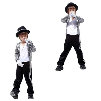 Vaikai Michael Jackson Cosplay Kostiumų Superžvaigždė Dainininkė, Šokių Kostiumai Puras Naujųjų Metų Šalis Suknelė Berniukai Vaikams Išgalvotas Suknelė