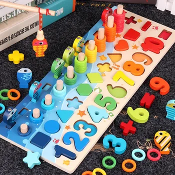 Vaikams, Žaislai, Mediniai Montessori Žaislai, Žvejybos Skaičius Shape Match Spalvų Pažinimo Ankstyvojo Ugdymo Mokymo Priemonių Matematika Žaislai Vaikams
