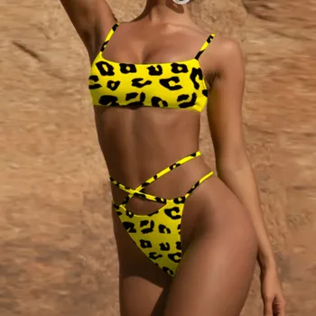 Vasaros Maudymosi Kostiumėliai, Moteriški 2019 Bikini Push Up Tvarstis Leopardas Spausdinti Seksualus Maudymosi Kostiumėliai Maudymosi Kostiumėlį, Maudymosi Paplūdimio
