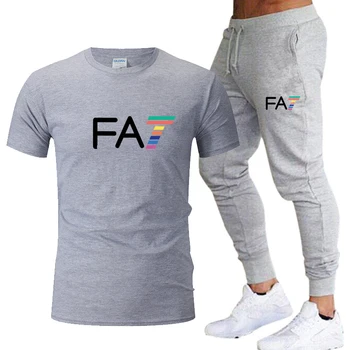 Vasaros vyriški sportiniai marškinėliai + kelnės kombinezonas, vyriški laisvalaikio drabužiai kostiumas, maratono bėgimo sporto kostiumas 2020 naują stilių.