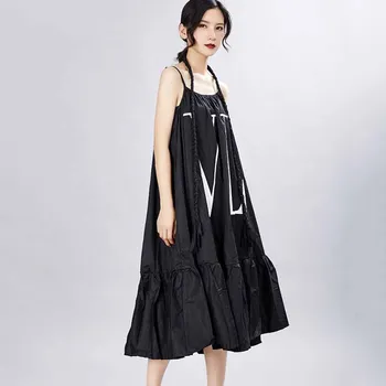 Vestidos Prarasti Laišką Big Swing Dirželis Suknelė Japonijos Vasaros Moterų Suknelė 2021 Nauji Didelio dydžio Rankovių Moterų Suknelė JK132