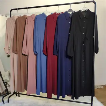 Viena breasted marškinėliai-stilius, grynos spalvos, paprasti atidaryta Musulmonų abaja peignoir mados dubajus islamo abayas malda paslaugų drabužiai