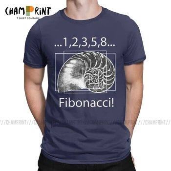 Vyrai T-Shirt Fibonačio Seka Nuostabi Tees Trumpas Rankovės Aukso Santykis Matematikos Techninės Geek Marškinėliai Crewneck Drabužiai Plius Dydis