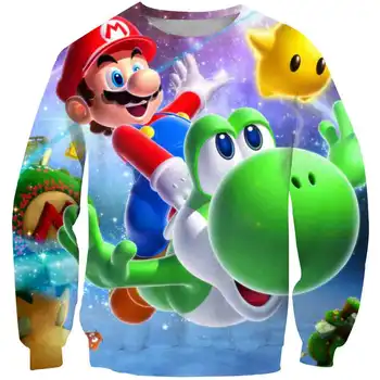 Vėliau Harajuku Klasikiniai žaidimai, Super Mario vaikų Berniukų ir mergaičių Round Kaklo Print megztinis Super Smash Bros 3D hip-hop streetwear