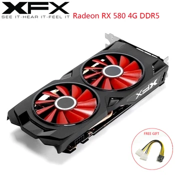 XFX AMD GPU Radeon RX 580 4GB DDR5 Vaizdo plokštė AMD RX580 4GB 256Bit Desktop PC Žaidimų Grafika Kortelės Kompiuterinių žaidimų Naudojamas Kortelių