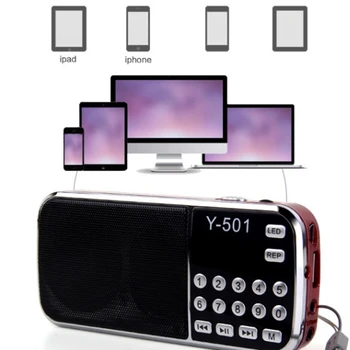 Y-501 Skaitmeninis Nešiojamas Garso LCD Skaitmeninis FM Radijo Garsiakalbis, USB, Mp3 Muzikos Grotuvas