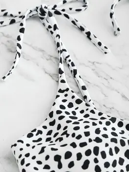 ZAFUL Bikini Leopardas Spausdinti Kaklaraištis Pečių Bikini Komplektas Spagečiai Dirželiai Elastinga Mažai Waisted Kamšalu Plaukti Kostiumas Paplūdimio maudymosi Kostiumėliai