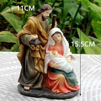 Šventosios Šeimos Kalėdos Statulos Dervos Katalikų Jėzaus Statulėlės Mergelės Marijos, Kristaus Skulptūra Religinių Dovana Kalėdų Namų Puošybai