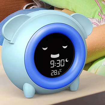 Žadintuvas Vaikams,Smart Naktį Šviesos Laikrodis,su Temperatūros Jutiklis & Miega Mokymas,Vaikams ir Vaikams,Mėlyna
