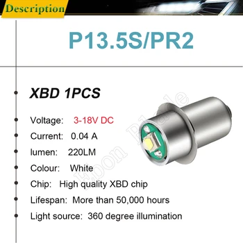 1 X P. 13.5S PR2 PR3 3W LED Lempos, Lemputės, Blykstės Pakeisti Žibinto Lemputė 3V-18V / 5-24V Pagalbos Žibintuvėlis Darbą Šviesos 4.5 V 6 V 12V