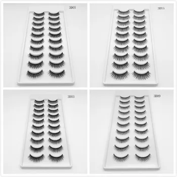 10 porų Blakstienos 3D Mink Plaukų individualus Garsumo blakstienos Juostelėmis, Makiažas, Blakstienų wimperextension Gamtos Netikrų Blakstienų 3D17