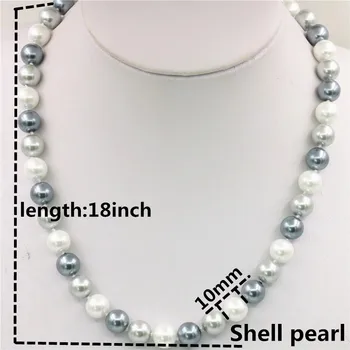 10mm Elegantiška Balta Silvercolor Pilka Shell Perlų Vėrinį Apvalūs Karoliukai Moterų Mados Juvelyrika Priėmimo Dizaino 18