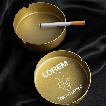 10vnt Aukso / Juoda Rūkymas Peleninę Logotipą Graviruotas Aliuminio Peleninę Cigarečių Pelenų Plokštelės Laikiklis, skirtas namams ir Biurui, 90*30mm