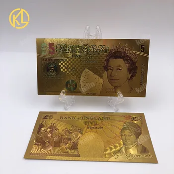 10vnt/siuntos UK Spalvinga Aukso Banknotų 50 Svarų Banknotų 24k Auksu Netikrą plastiko Popierinių Pinigų Kolekcija