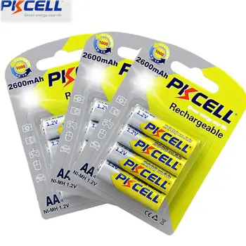 12pcs/3cards PKCELL 1.2 V NIMH AA Įkraunamos Baterijos 2600mah Baterijos Bateria Baterias Skaitmeninių Baterija