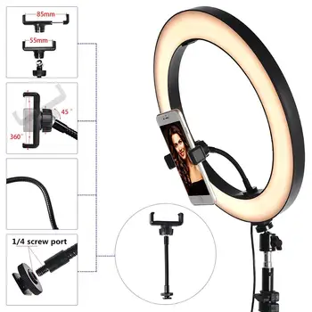 14 colių Selfie Žiedas Šviesos diodų (LED Vaizdo Šviesos Žiedas Lempa Su Trikoju Fotografijos apšvietimo Ringlight Fotoaparato Telefono Makiažas 