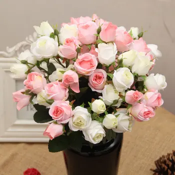 15 Galvų Balta Raudona Milticolors Šilko Rožė Dirbtinės Gėlės Nekilnojamojo Touch Rožių Gėlių Dekoras 