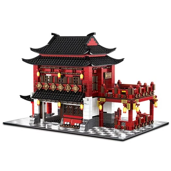 1643pcs 6312 Pasaulio Architektūros Kinų Stiliaus Modelis Kinijos Senovės Viešbučio Pastato Plytos Švietimo Žaislai Vaikams Dovanų