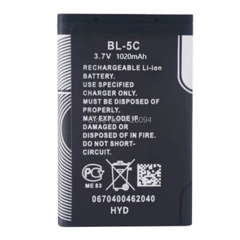 1pc BL-5C BL5C baterija BL 5C Pakeitimo Li-ion Ličio Baterijos 1020mAh Baterijas, Nokia 1112 1208 1600 2600 2610 n70 n71