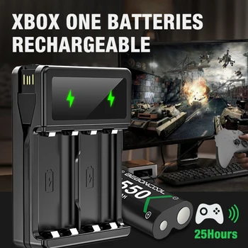 2 Vnt 2550mAh Baterija Xbox Vienas / Xbox Vieną S/Xbox One X/Xbox Serijos X/S/ Elite Belaidis Valdiklis Gamepads ir USB Įkroviklis