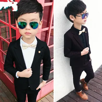 2019 m. Vaikų berniukų kostiumai nustatyti oficialų vaikas berniukai vestuvių kostiumas, smokingas berniukų kostiumai vestuvėms tiktų vaikams berniukas gimtadienis(Švarkas+Ziajać)