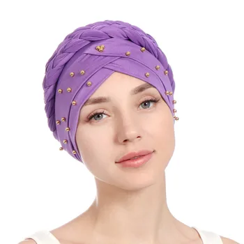 2019 Naujo dizaino Musulmonų Skullies & Beanies Akies&aksominė kepurė šalikas moterims prabangos prekės Pearl skarelė Afrikos wrap Turbaną skrybėlę
