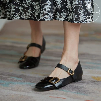 2020 m. rudenį moterų bateliai žalios lakinės odos butas batai didelio dydžio juodi laisvalaikio bateliai moterims aikštėje galvos smėlio ponios batai butai