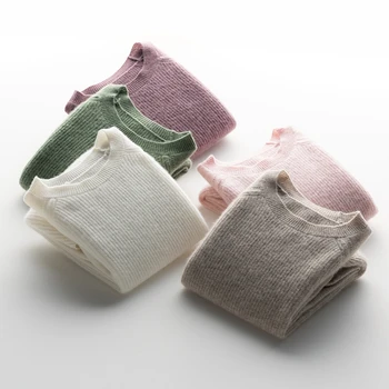 2020 naujas Moterų Kašmyrui Megztiniai O-kaklo apvalios apykaklės visą rankovėmis storas megztinis vientisų minkštas šiltas žiemą megztinis
