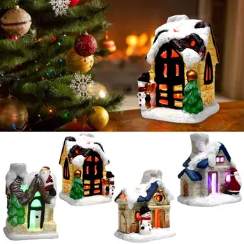 2021 Miniatiūrinės Figūrėlės Mielas Svajinga Sniego Arenoje Name, Namas Su Šviesos Kalėdų Stalo Ornamentas Priedai Craetive Žaislą Dovanų