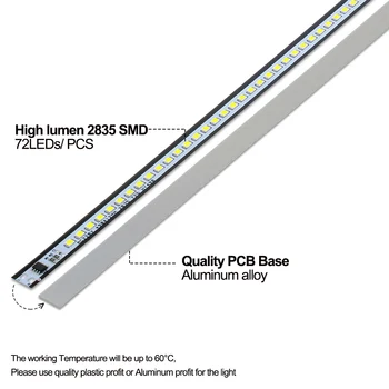 20PCS x 49cm LED Juostelė Šviesos 2835 SMD 72LEDs 220V Aliuminio lydinio PCB LED Juostelės 