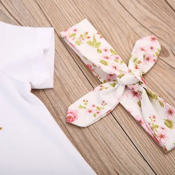 3 gabalus Trumpas Rankovės Marškinėliai Akių Sijonas ir Lankelis Nustatyti Baby Girl Vasaros Drabužių teta Laišką Spausdinti