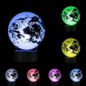 3D Efektas Žemė 3D Optinė iliuzija Naktį Šviesos Stalo Lempa 