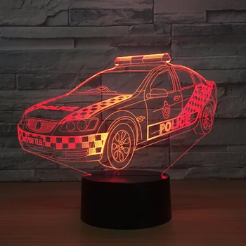 3D Policijos Vaizdo Led Namų Dekoro Nuolydžiai Modeliavimo Stalo Lempa Vaikas Palieskite Mygtuką, Automobilių Nakties Šviesos Kūdikių Miego Usb Apšvietimo Dovanos