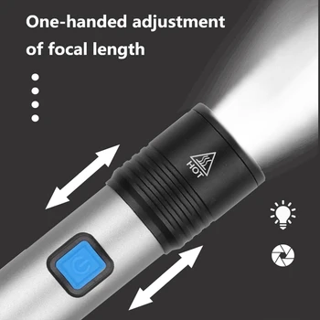 4 Režimai Mini LED Žibintuvėlis USB Įkraunama 300MWaterproof Teleskopinis Žibintuvėlis Zoom Stilingas Nešiojamas šviesos Kostiumas už Naktį Apšvietimas