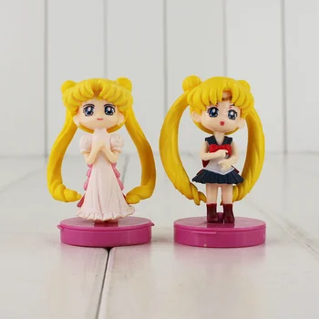 4pcs/daug Sailor Chibi Mėnulis Pav Žaislas Tsukino Mažas Panele Ramybės, Grožio Lėlės Modelio Vaikų Dovanų
