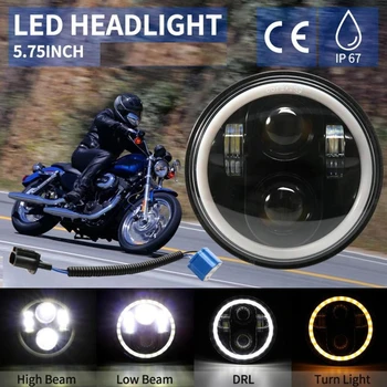 5.75 colių LED Projektorius priekinis žibintas su Halo Angel Eyes White DRL Žibintai Honda Shadow 