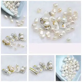 50pcs Japonijos nagų perlų apdaila netaisyklingos apvalios perlas 3d natūralių spalvų perlų pabrėžti, nagų dailės pakabukai