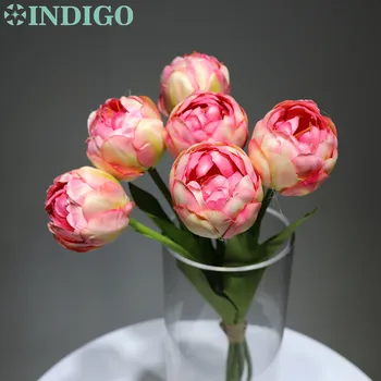 6Pcs/Bundle Nuostabiu Olandijoje Pink Tulip Apdailos Dirbtinių Gėlių Vestuvės, Kalėdos, Namų Stalo Dekoravimo, Dovanų INDIGO